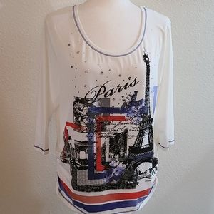 Onque Petite Parisian Print Top